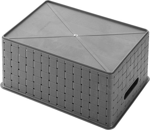 Bekith 9-Pack Woven Plastic Storage Baskets - Versatile Organizing Bins for Toys, Office & More | 10" L x 7" W x 4.4" H, Grey