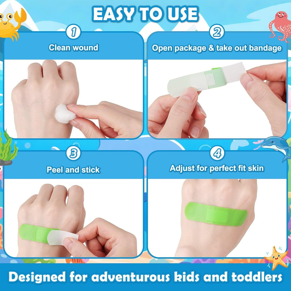 Sublaga Kids Cartoon Bandages - 300 Pcs Colorful Waterproof Adhesive Bandages for Toddlers & Children
