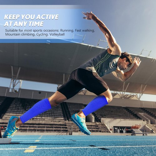 Geyoga 6 Pairs Calf Compression Sleeve for Men Women Football Leg Sleeve Elastic Calf Support Sock for Sports Cycling Running Basketball(Large)