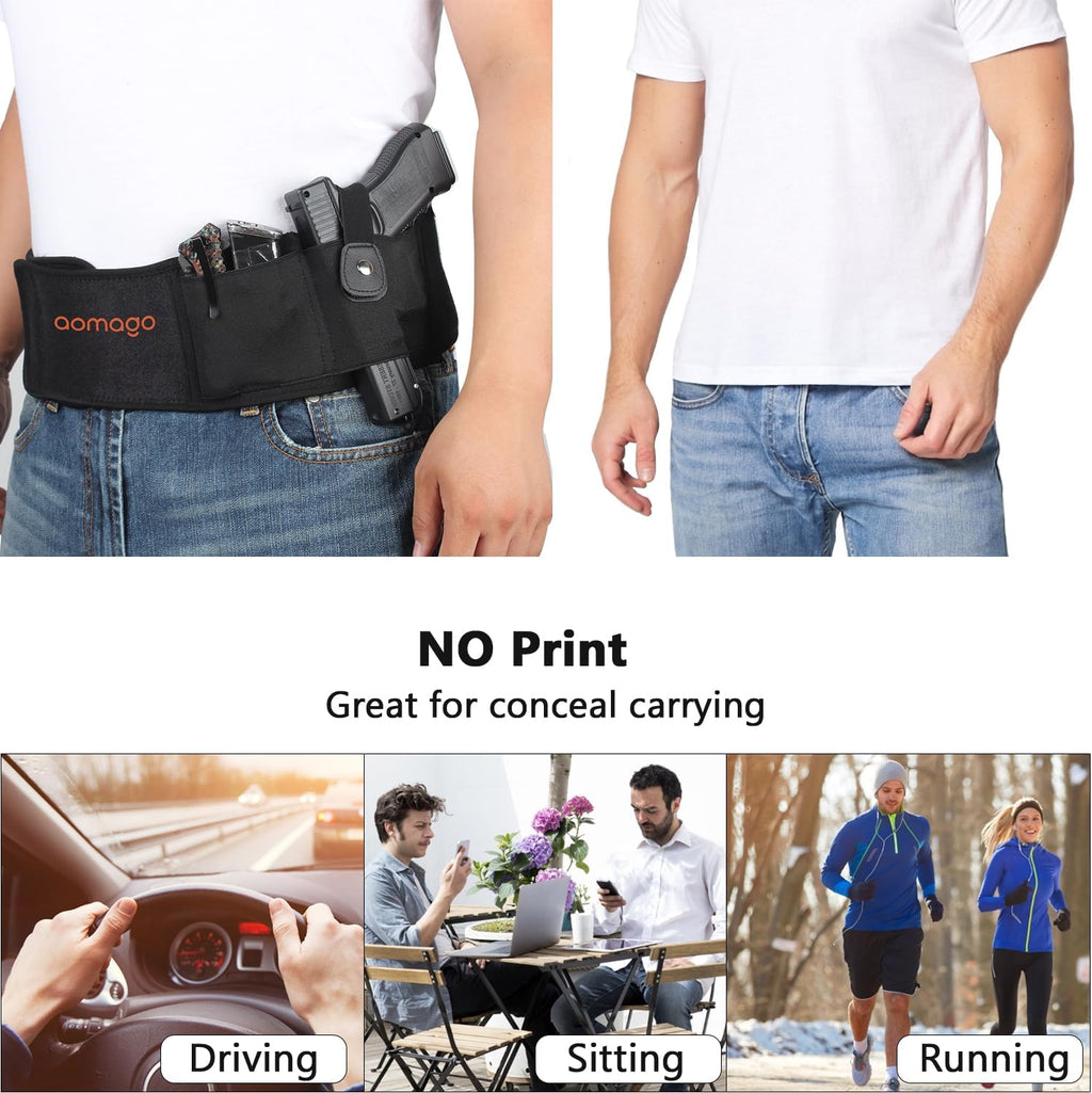 Skiennix Belly Band Holster - Comfortable Neoprene Gun Holster for Glock, Smith & Wesson, Taurus | Fits Most Pistols and Revolvers