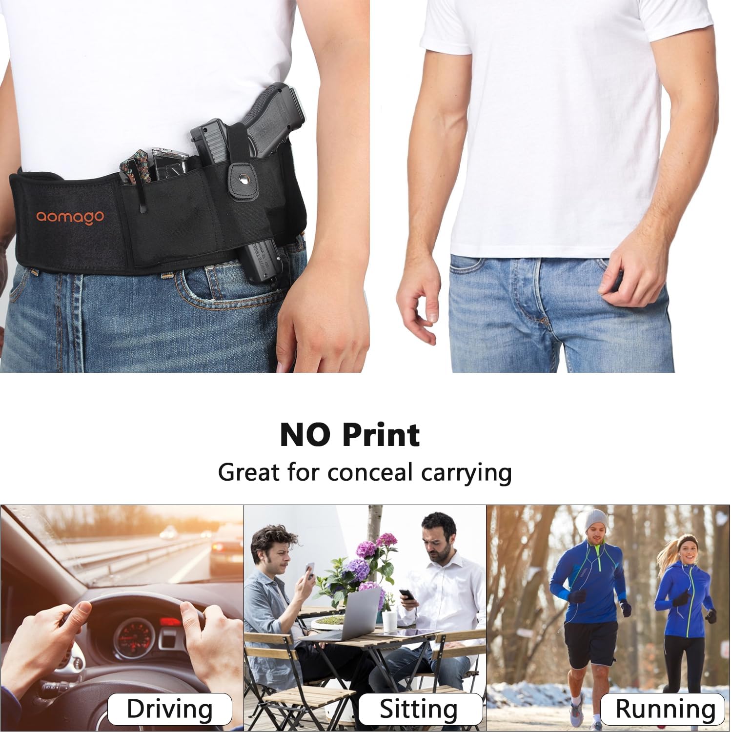 Skiennix Belly Band Holster - Comfortable Neoprene Gun Holster for Glock, Smith & Wesson, Taurus | Fits Most Pistols and Revolvers