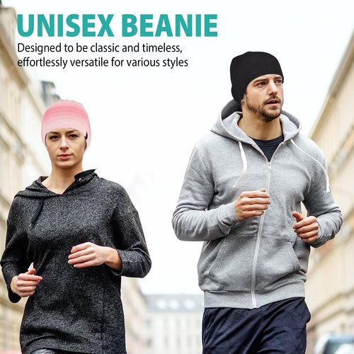 AOPREL Beanie for Men, Soft Cotton Beanie for Women, Warm Unisex Winter Hat, Running Skull Cap Mens Beanies for Cold Weather Activities (Black)