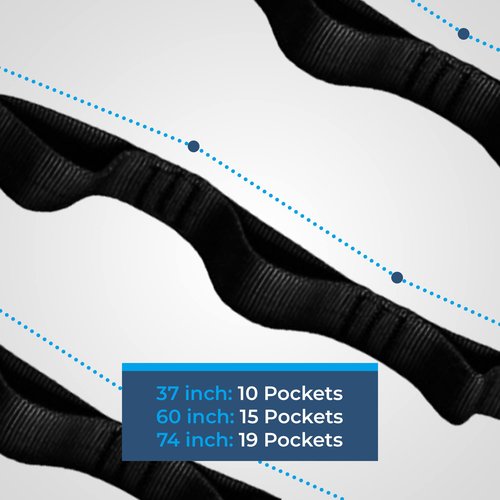 Rock-N-Rescue Daisy Chain - 60 Inches Long, 15 Pockets, 15.5 kN, Nylon Multi-Loop Sling, Made in USA, Rock Climbing, Firefighter, and Rescue Gear, Black