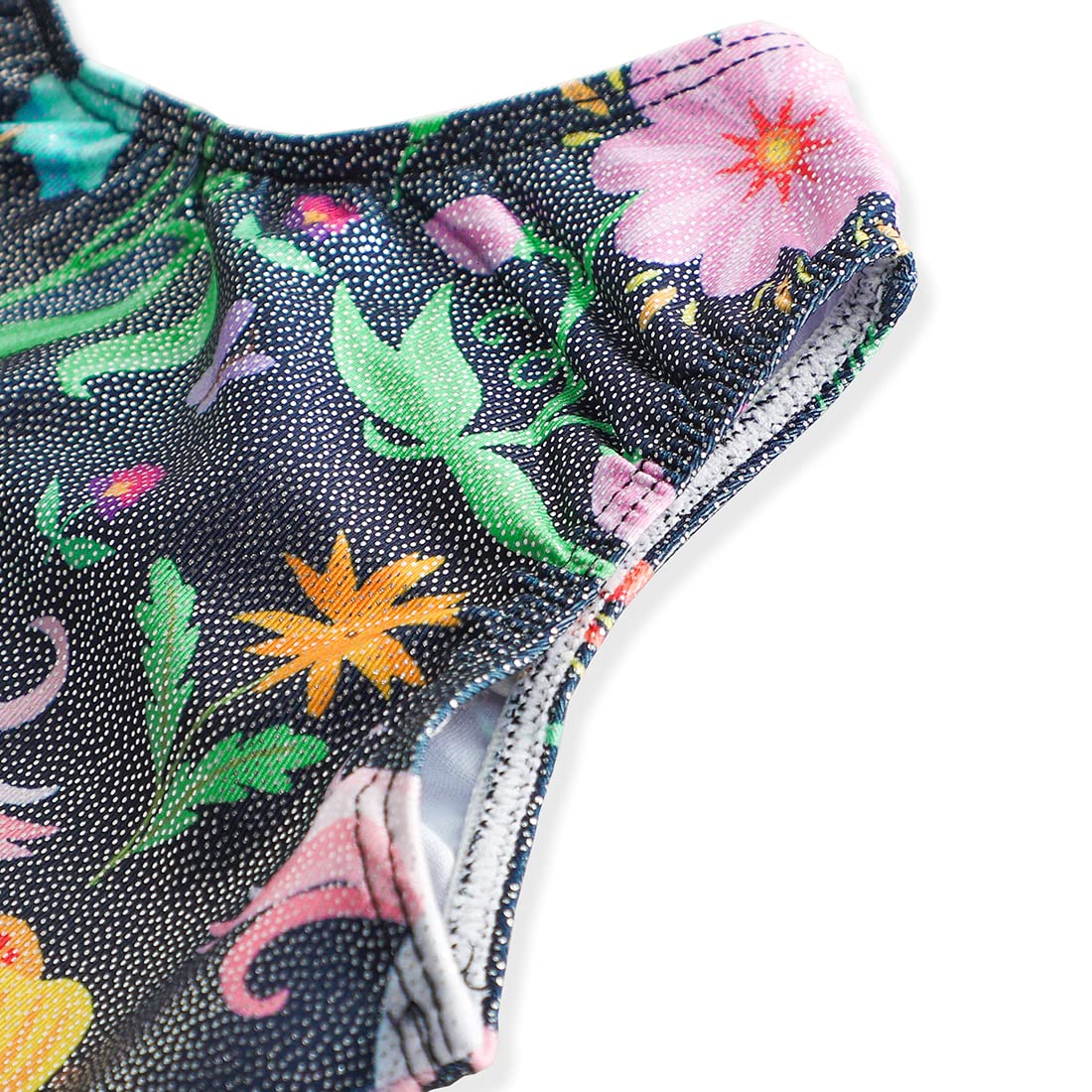 HOZIY Gymnastics Leotards for Girls with Shorts Floral Flower Black 6t Biketard Size 6-7 Years Old 7yr Old Tumbling Outfits Para Gimnasia Kids Bodysuits Clothes Clothing Sparkly
