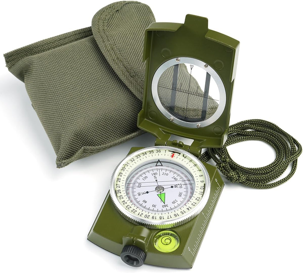 Sportneer Compass Hiking Survival Military Grade with Sighting Mirror + Tiny Portable Air Pump with Camping Light for Camping Hiking Outdoor