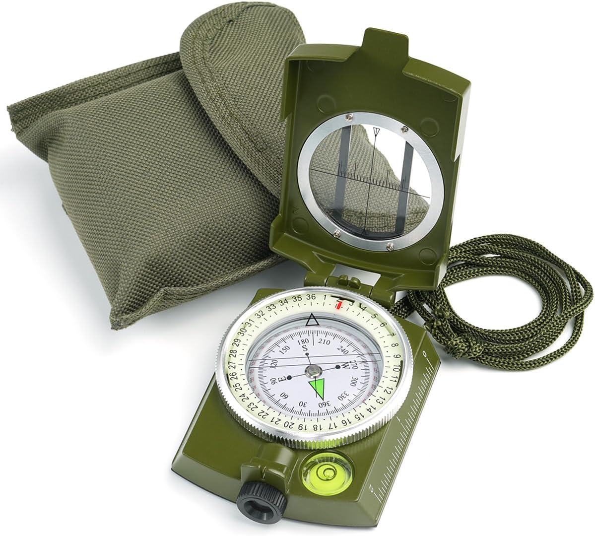 Sportneer Compass Hiking Survival Military Grade with Sighting Mirror + Tiny Portable Air Pump with Camping Light for Camping Hiking Outdoor