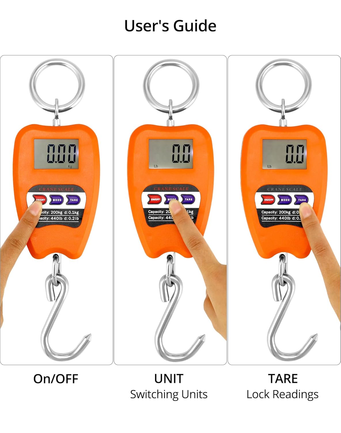 QWORK Digital Hanging Weight Scale - 440lbs Capacity | Durable Aluminum Housing & LED Display