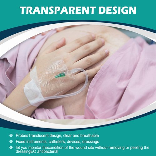 100 Packs Transparent Film Dressing 4" x 4.75" - Waterproof Bandages for Swimming, Showering, Wounds, Post Surgical Shower or IV Shield, Tattoo Aftercare Bandage, Scar Therapy, Adhesive Patches