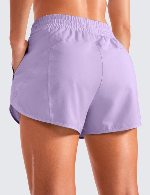 CRZ YOGA Dolphin Athletic Shorts - High Waisted Quick Dry for Running & Gym | 3" with Zip Pocket