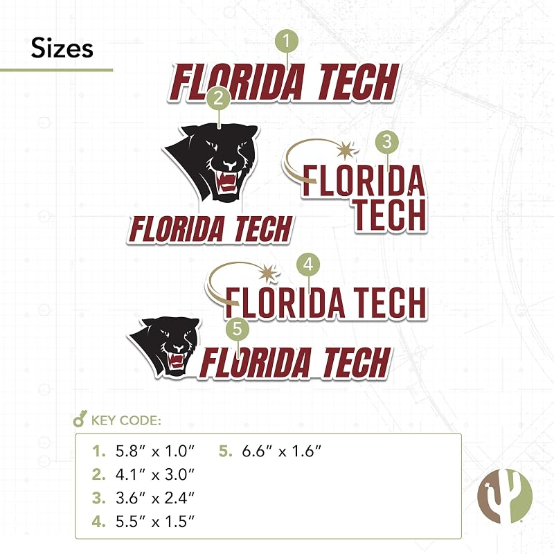 Officially Licensed Florida Tech Panthers Sticker Sheet - Desert Cactus