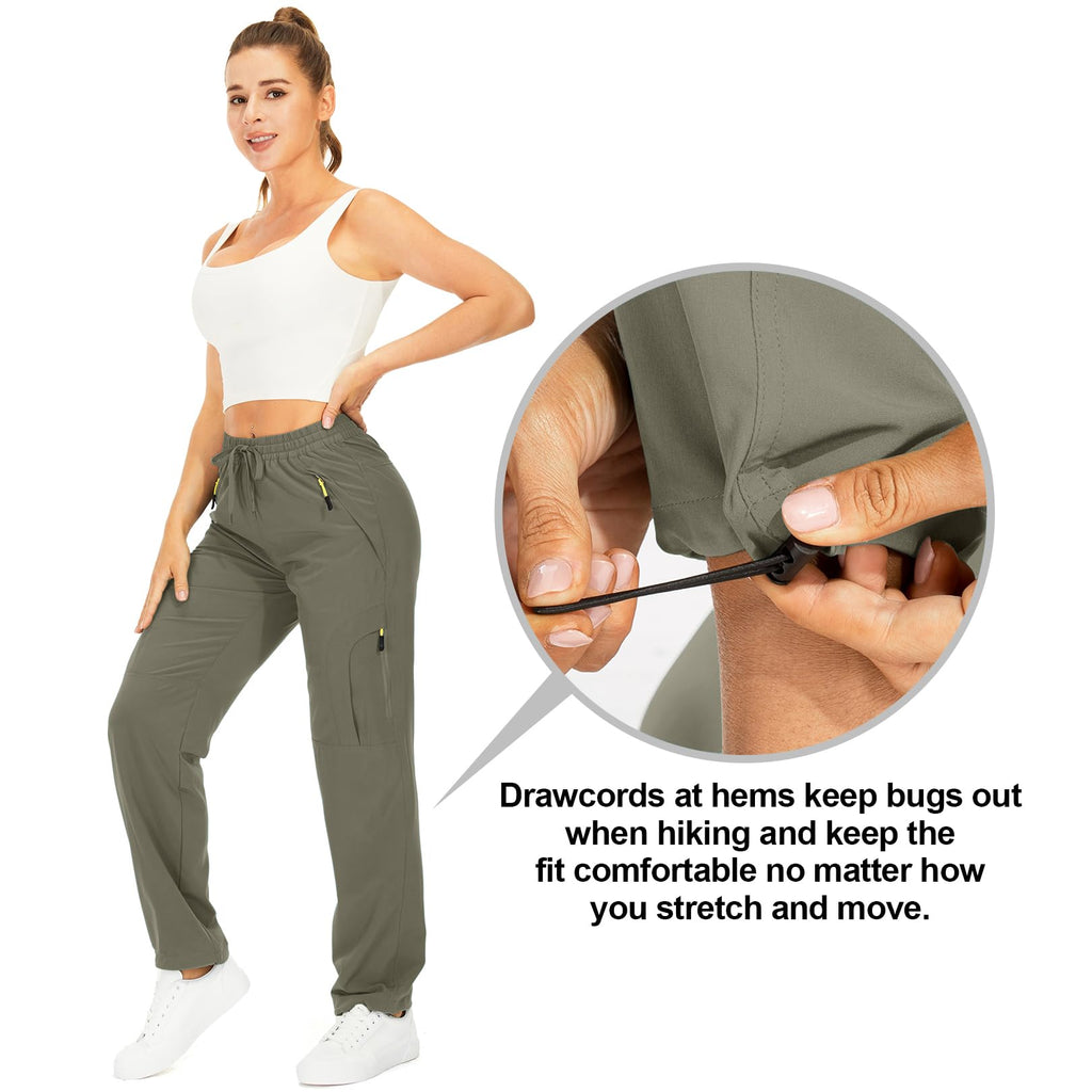 Toomett Women's Hiking Cargo Pants Quick Dry UPF50+ Outdoor Pants for Women Fishing Safari Travel Pants with Pockets,6608,Light Green,2XL