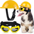 Frienda Dog Helmet & Goggles - UV Protection Sunglasses with 4-Inch Padded Helmet for Small Dogs | Yellow, Size S