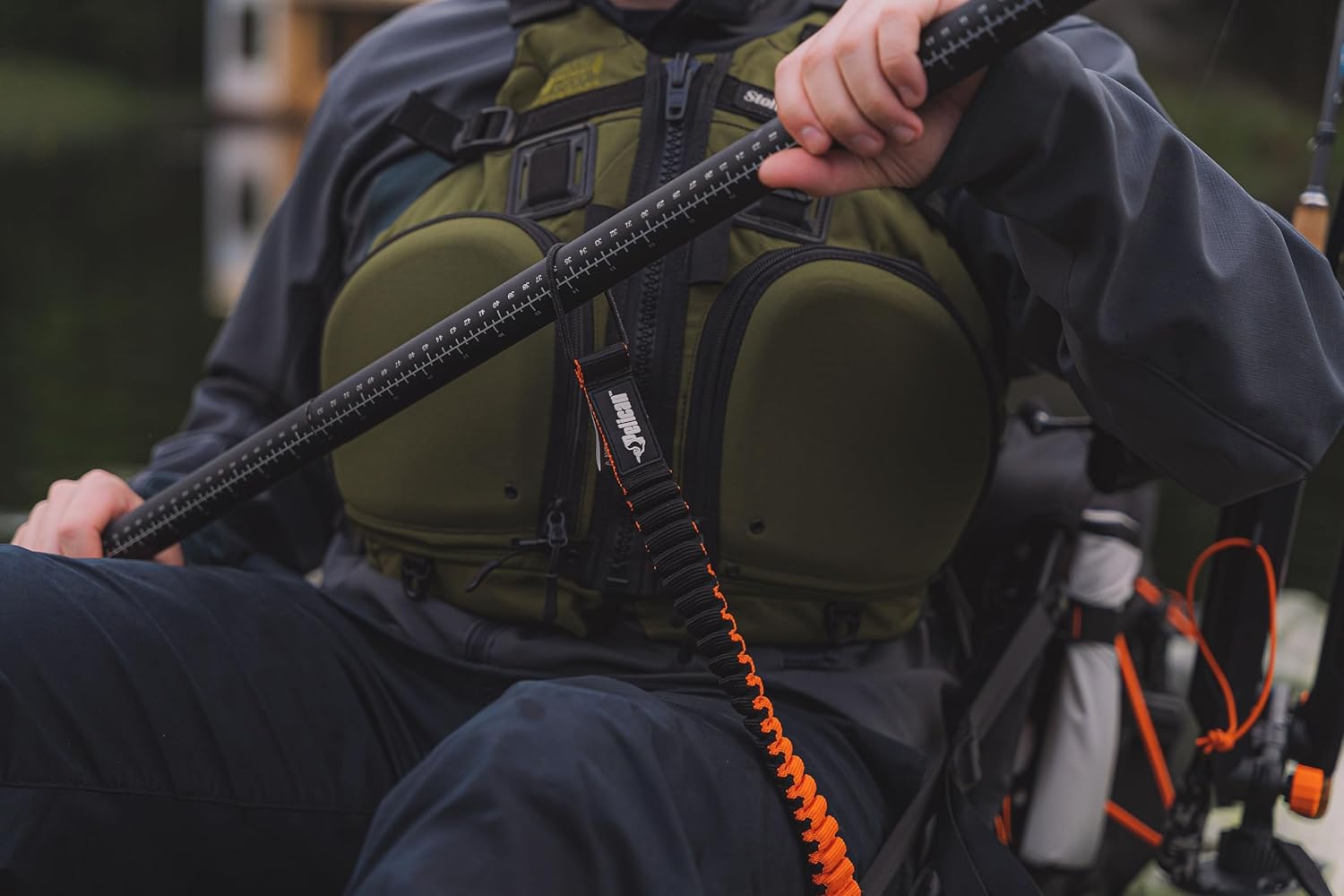Pelican Paddle Leash | Stretchable Coiled Fishing Rod Holder for Kayak & SUP Paddles
