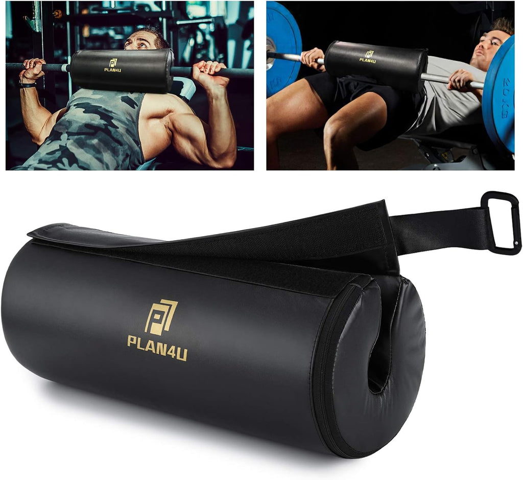 Plan4U Barbell Pad - Upgraded Non-Slip Leather Foam for Bench Press & Hip Thrust | Fits Standard Olympic Bars