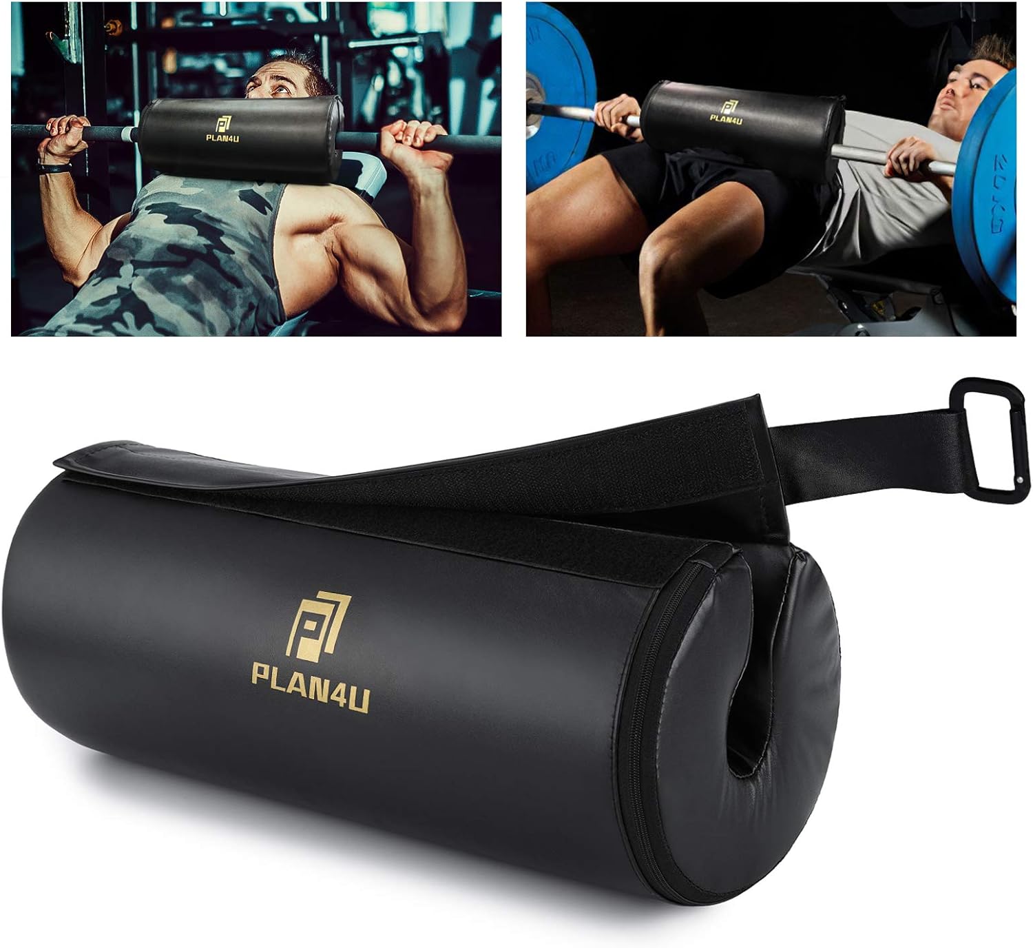 Plan4U Barbell Pad - Upgraded Non-Slip Leather Foam for Bench Press & Hip Thrust | Fits Standard Olympic Bars