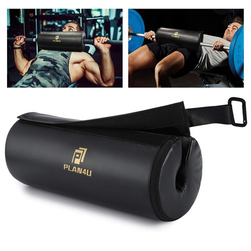 Plan4U Barbell Pad for Bench Press Hip Thrust Weightlifting, Upgraded Board Press with 2 inches Non-Slip Thickness Leather Foam Pad Fits Standard Olympic Bars for Powerlifting Bench Workout, Black