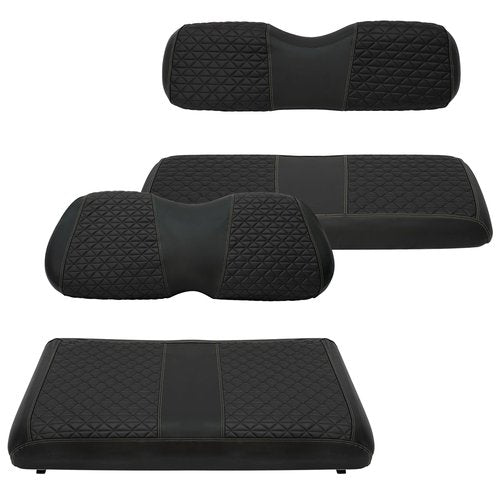 XUANYUDG0769 Golf Golf Cart Seat Covers Front and Rear for Club Car Precedent/Onward/Tempo OEM Ordinary Seat Cushion, Adjustable Buckles/No Stapler Required, Black