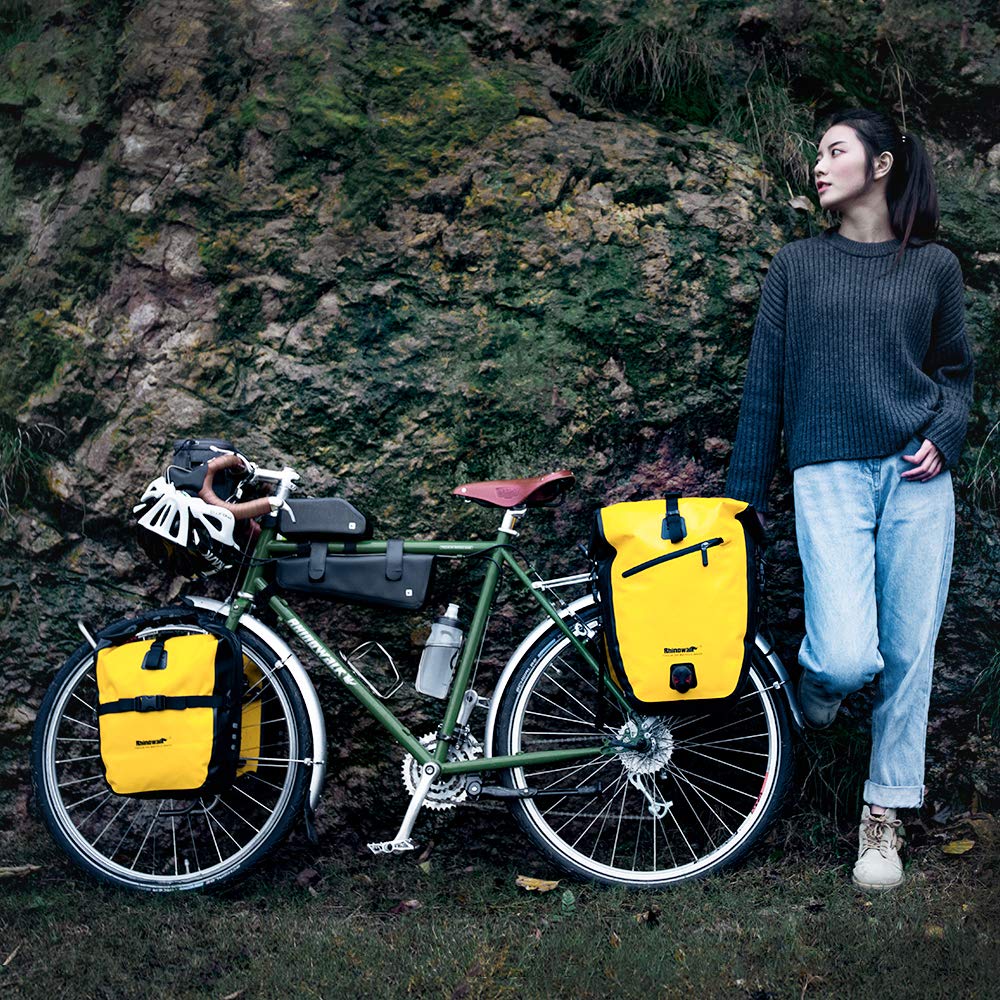 Rhinowalk Bike Bag Waterproof Bike Pannier Bag 27L for Bicycle Cargo Rack Saddle Bag Shoulder Bag Laptop Pannier Rack Bicycle Bag Professional Cycling Accessories-Yellow