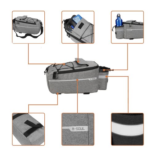 JUST DO Bike Bag Back Rack Bag Waterproof Bicycle Panniers Carrier Cooler Big Capacity With Bottle Bag For Rear Rack