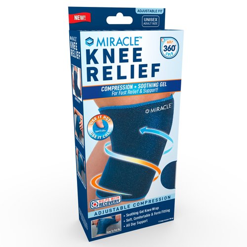 Miracle Knee Relief Gel-Infused Compression Wrap for 360-Degree Knee Support for Women & Men, Comfortable & Form Fitting Knee Wrap with Ultra-Soothing Cooling Gel, Designed for Cold & Hot Relief