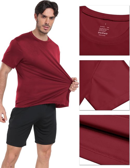 HovSiyla Athletic Workout Shirts for Men - Quick Dry Moisture-Wicking Performance Tee | 1/5 Pack