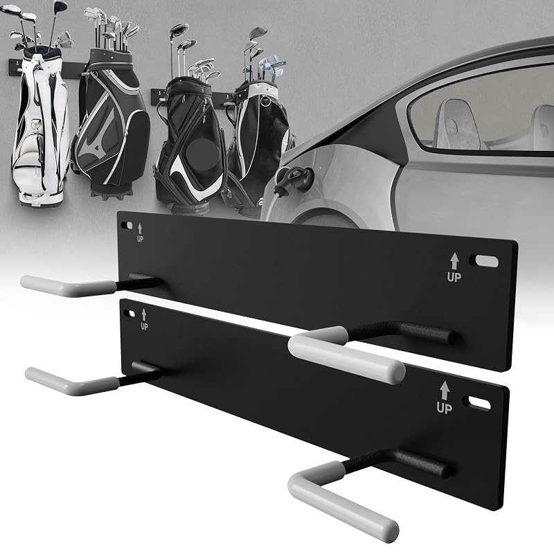 Wall Mount Golf Bag Storage Rack - 2 Pcs Right-Angle Style Garage Organizer