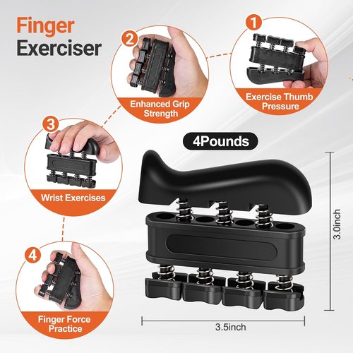 Grip Strength Trainer Kit - 5 Pack Adjustable Resistance Hand Grippers & Finger Exercisers for Muscle Recovery