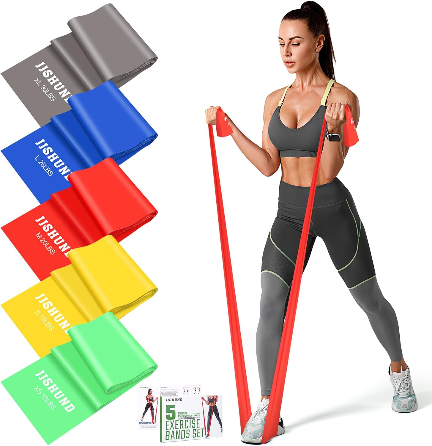 Skiennix Resistance Bands - Professional Elastic Stretch Bands for Yoga & Strength Training | 5 Pcs Set