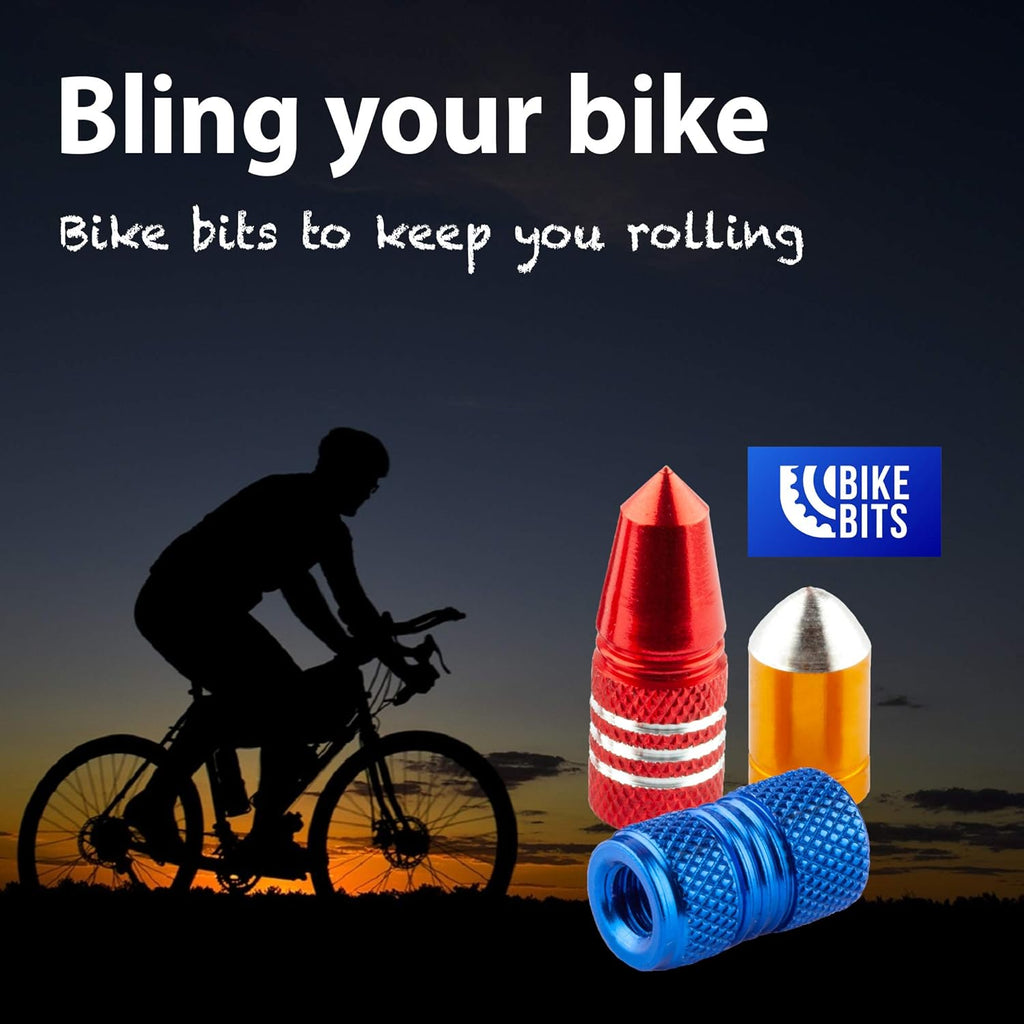 Presta Valve Caps - Anodized Aluminum for Presta/French Valves - Fun Designs: Bullet, Rocket, Hamburger, Pocket Rocket (4 Pack)