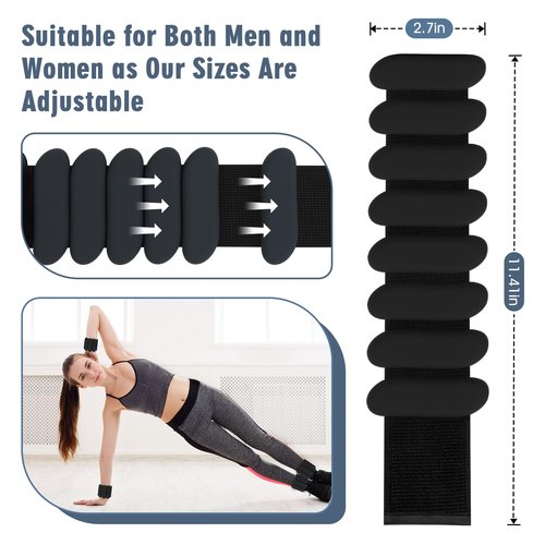 Wrist Weights - 1 Pair (1 lb Each) | Adjustable Wearable Wrist Ankle Weights, Silicone Wrist Bangles Leg and Arm Weights for Women | Yoga, Dance, Pilates, Swimming, Walking and Gym (Black)