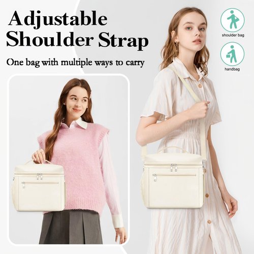 DALINDA Lunch Bag Cooler Bag Lunch Box for Women Men, Insulated Leak Proof LunchBox Lightweight for Picnic,Grocery,Beach,Camping,Travel,Work,Light Beige Cream