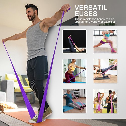 5 Pcs Professional Resistance Bands（6.9FT）. Latex-Free, Elastic Band, Work Out Bands, Stretch Bands for Working Out Women or Men, Exercise Bands Set for Physical Therapy, Yoga, Pilates