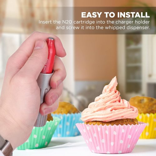 Chef Master N2O Whipped Cream Chargers - Food Safe Nitrous Oxide Cartridges (10 Pack) | Universal Fit for Professional Use