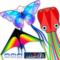 **SGftre 3-Piece Kite Set - Easy-to-Fly Butterfly, Delta & Octopus Kites for Kids & Adults | Colorful Designs**