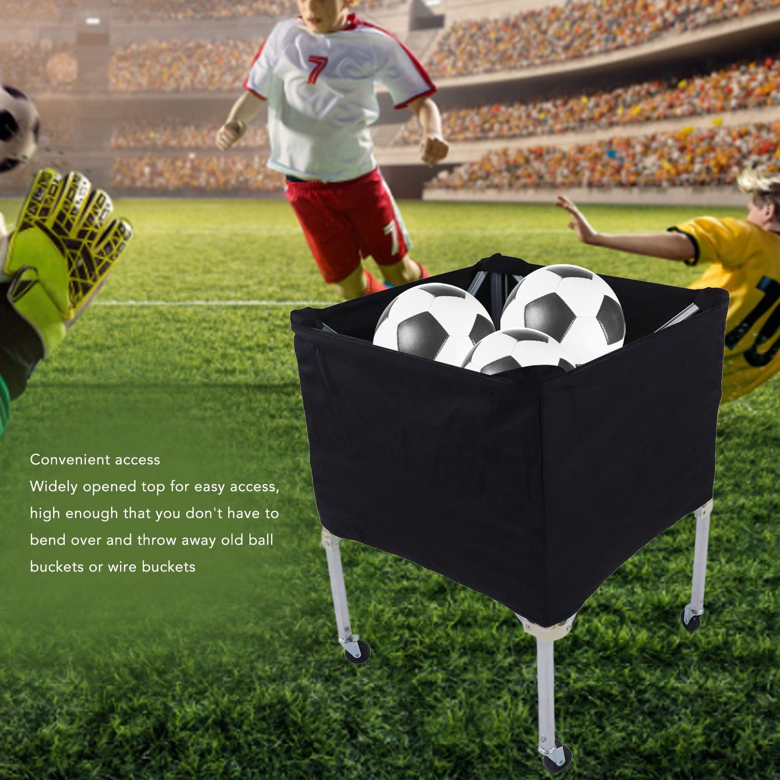 Foldable Ball Storage Cart, Wheeled Sports Organizer for Basketball Soccer Volleyball 8-Ball Capacity Portable