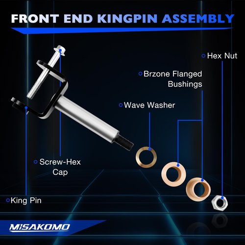 Front End King Pins Repair Kit, Compatible with 2003.5 Up Club Car Precedent Gas Electric Golf Carts, Replace 103638601 102287201 102288201 102288401 102289201 Front Kingpins Bushings Rebuild Kits
