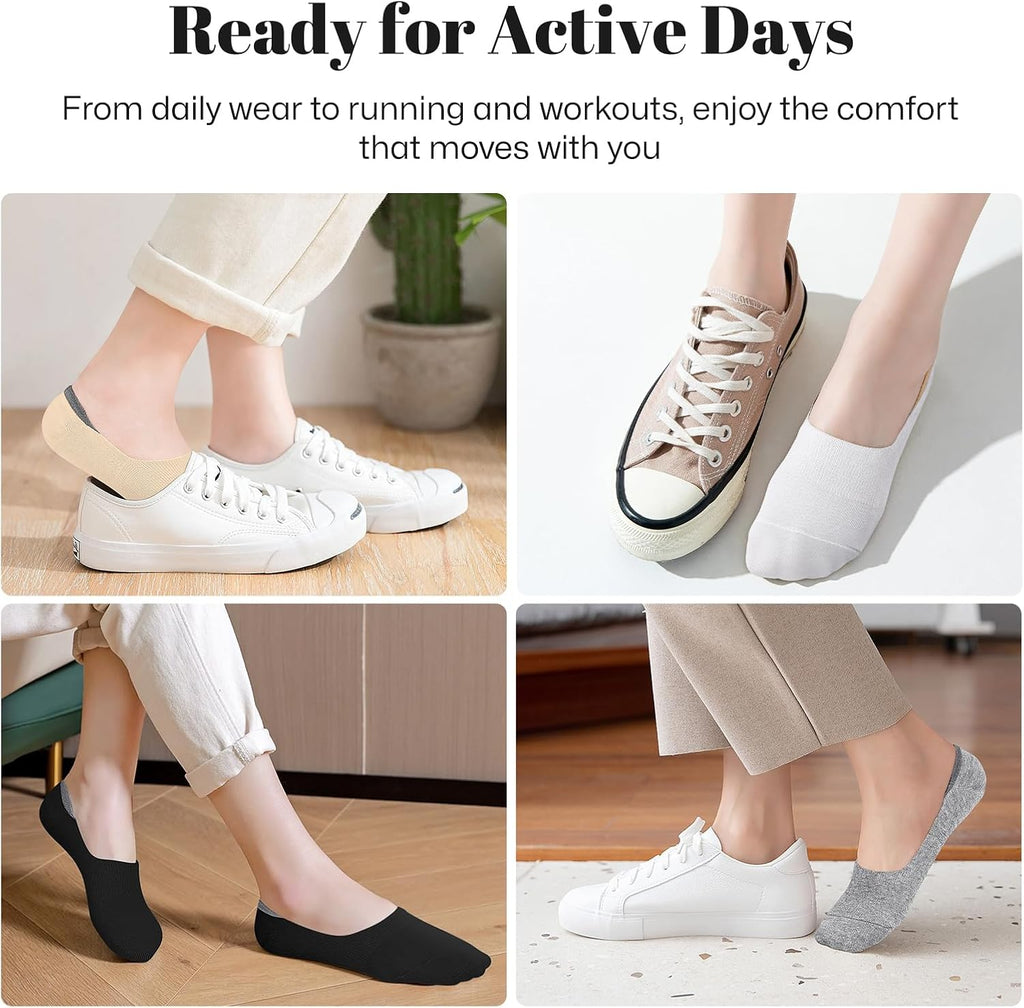 Wernies No Show Socks for Women - Non-Slip Flat Boat Line | 4/8 Pairs Available