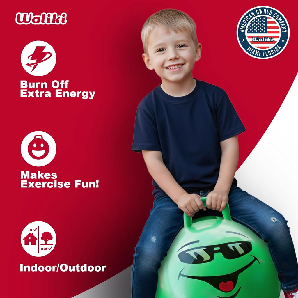 WALIKI Hop Ball Toy - 18” Green Jumping Therapy Ball for Kids Aged 3-6 | Fun Outdoor Hopping Toy