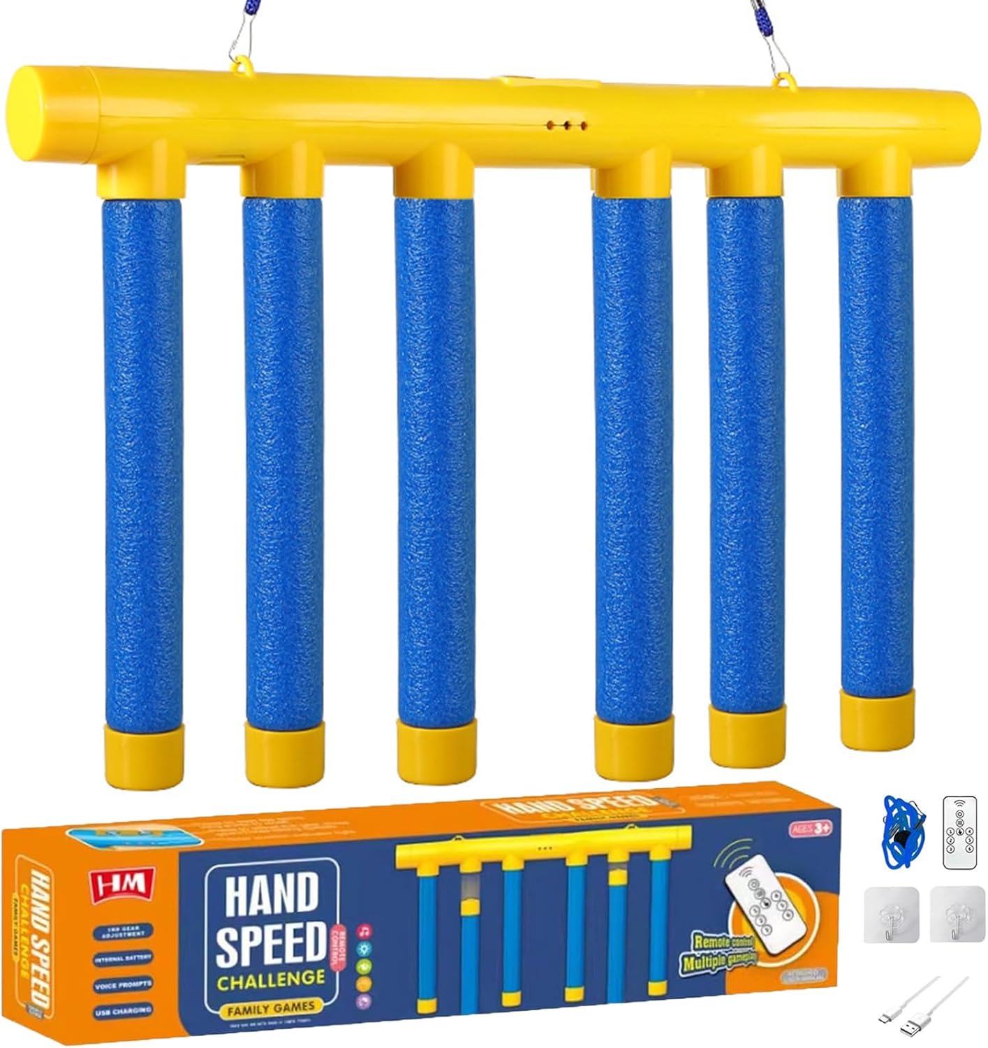 Reaction Time Training Toy - Hand-Eye Coordination Drop Stick Game | Upgraded Remote Control, 3 Speeds, Blue