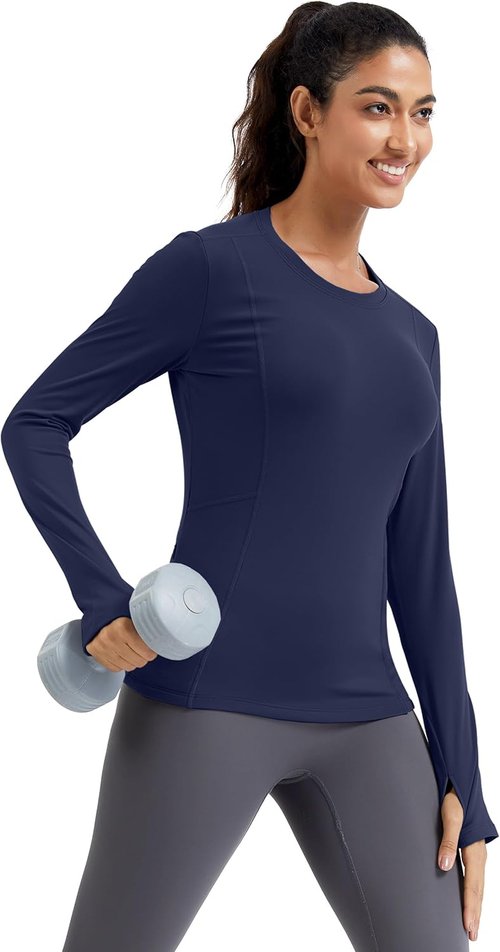 MathCat Thermal Shirts - Women's Fleece Lined Long Sleeve Base Layer for Winter Running & Athletic Wear