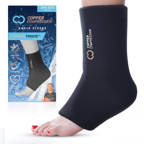 CopperFreeze™ Ankle Sleeve - Hot & Cold Therapy for Pain Relief, Swelling & Injury Recovery - One Size