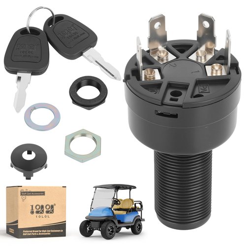 10L0L 4-pin Ignition Key Switch for Club Car Precedent/Onward/Tempo Gas Golf Cart 2004-up, Starter Switch with 2 Keys, Replace OEM 102515101, 1012505