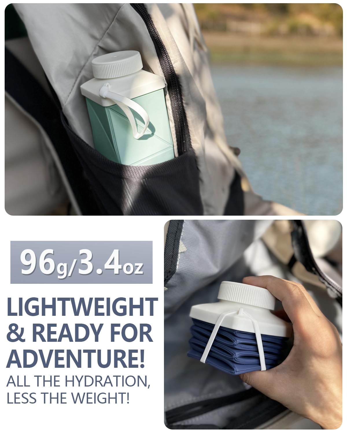BEAUTAIL Collapsible Water Bottles 720ml 24.3oz, Foldable Portable Water Bottle, Lightweight Reusable Leakproof for Travel Camping Hiking Cycling Yoga Sports Outdoor School Office, 1 Pack, Dark Blue