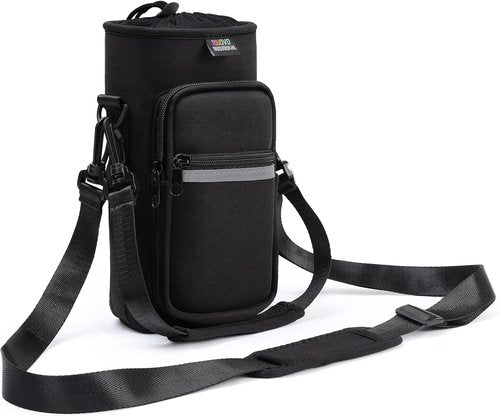 Nuovoware Water Bottle Carrier Bag - Adjustable Neoprene Sleeve with 2 Pockets | Fits 25oz, 40oz, 64oz Bottles
