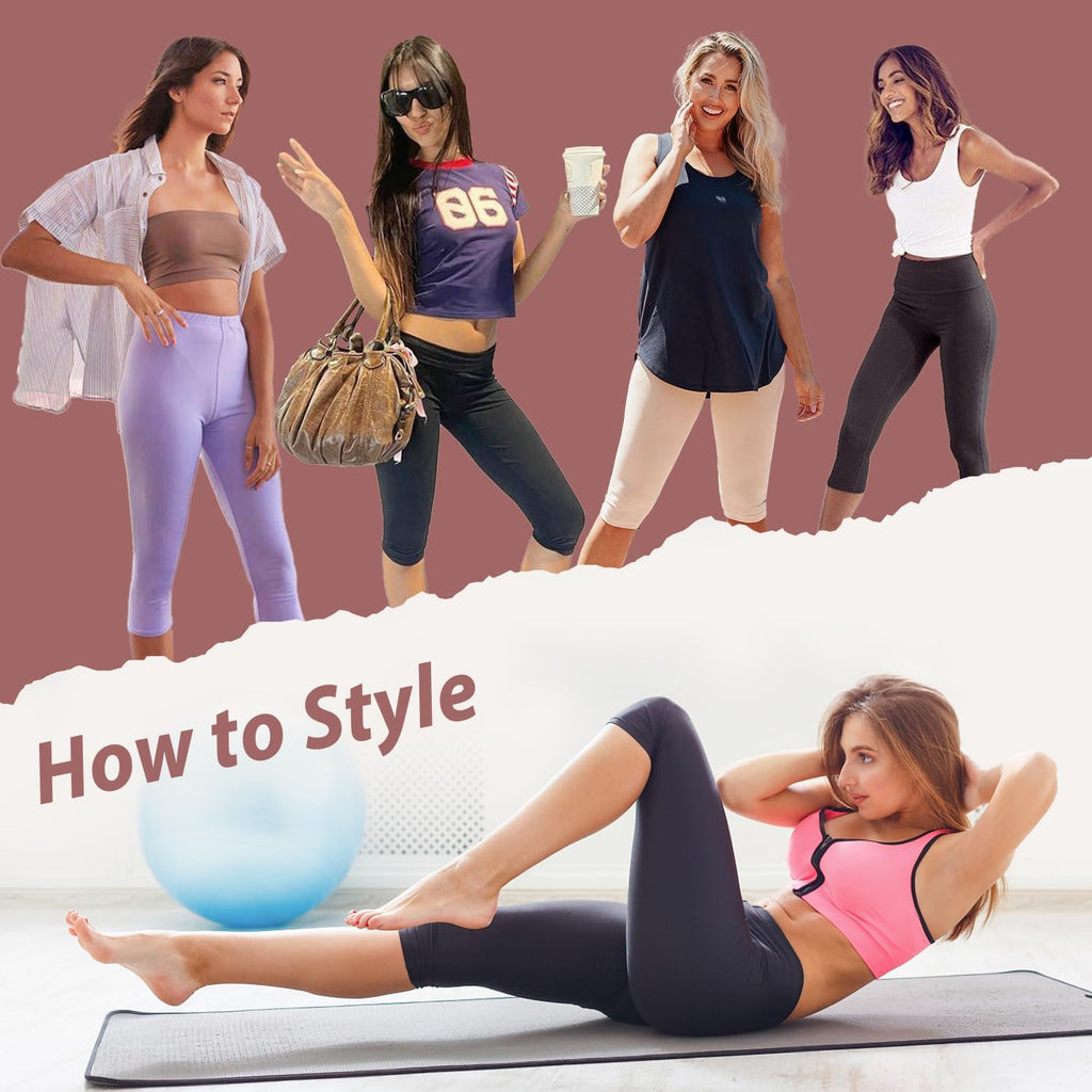 Skiennix High Waisted Capri Pants - 3 Pack Knee Length Yoga Shorts for Women | Summer Activewear