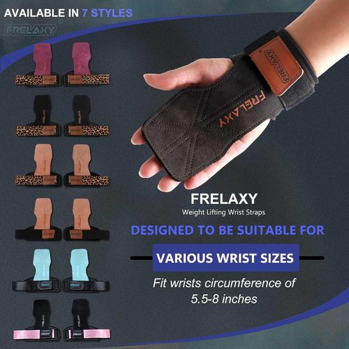 Frelaxy Weight Lifting Wrist Straps - Cushioned Grips with Double Layer Leather | Gym Workout Essentials
