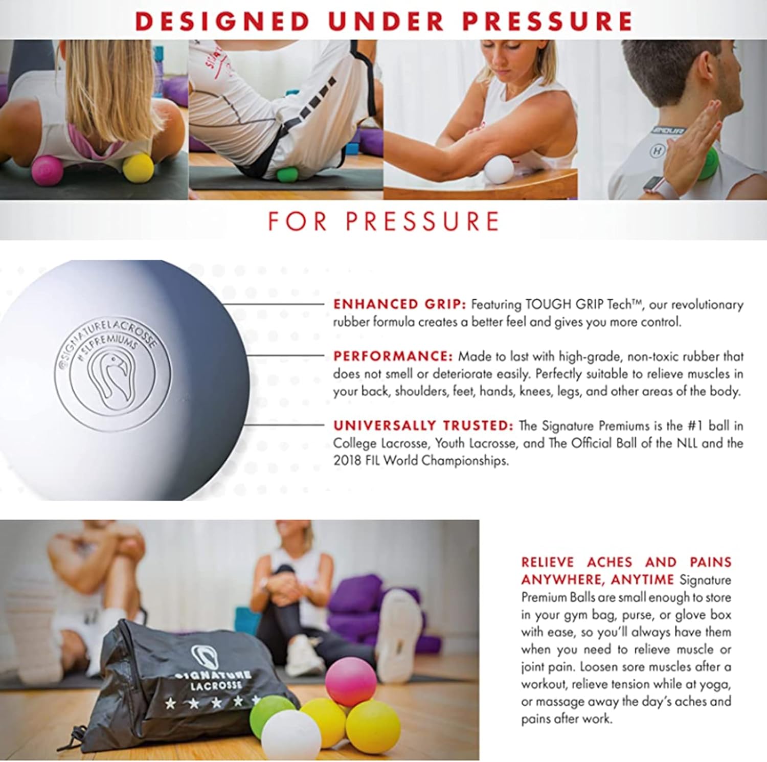 Signature Lacrosse Ball Set - Chemical-Free Massage Balls for Myofascial Release | Available in 2, 4, 8, 12, or 120 Packs