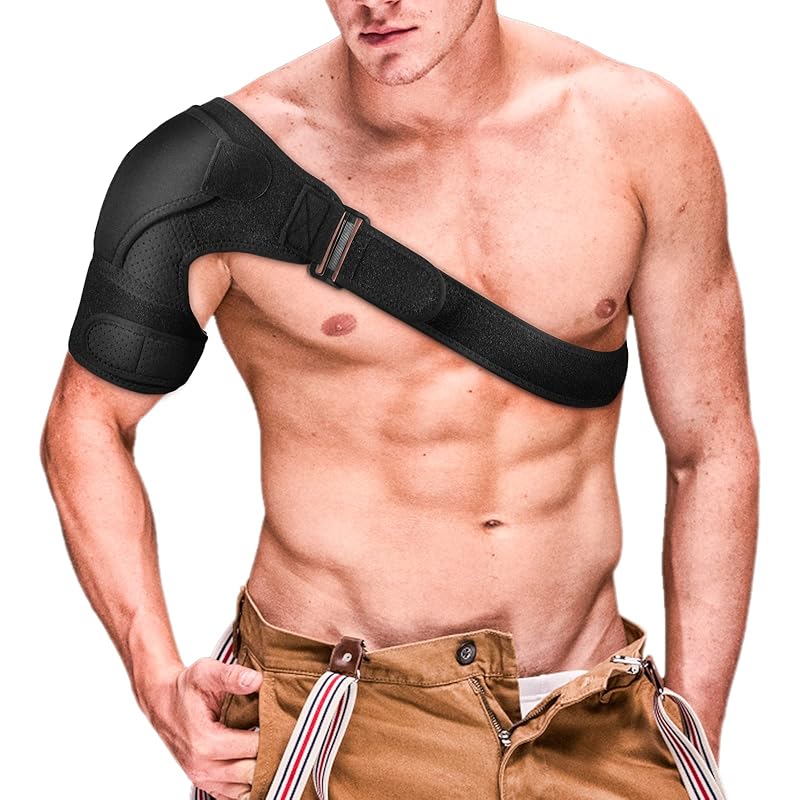 AIRE Shoulder Brace for Men & Women - Adjustable Recovery Support, Rotator Cuff Pain Relief, Black, One Size