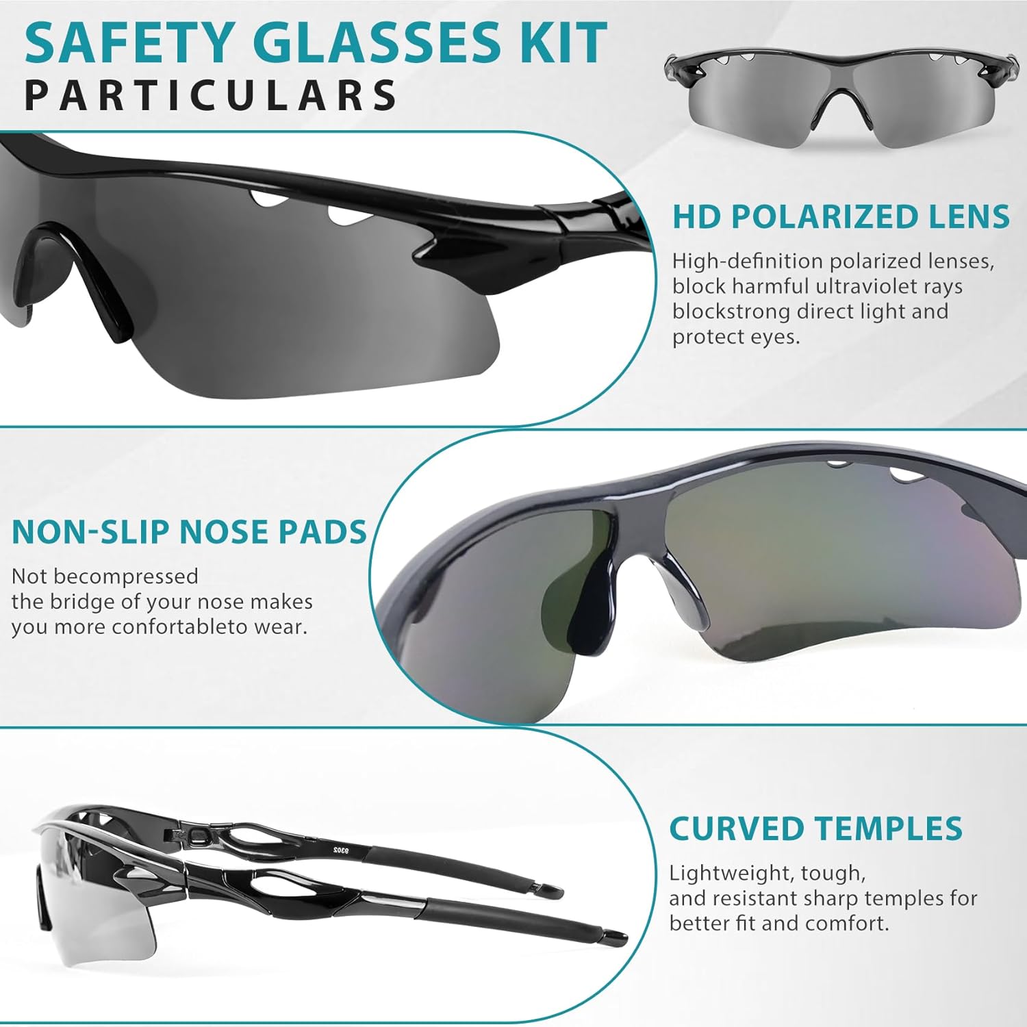 Skiennix Shooting Glasses - Anti-Fog Safety Eyewear with 5 Interchangeable Lenses & Case