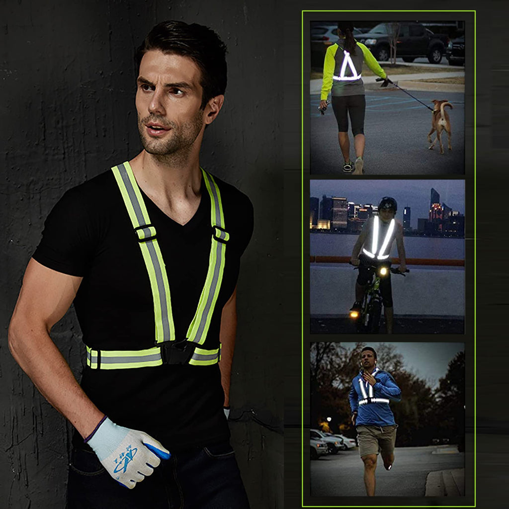 SAGOOITS Reflective Safety Vest 2pcs - High Visibility Vest Adjustable Straps for Outdoor Jogging, Cycling, Walking,Construction Workers,Traffic Control,and Outdoor. Fits Men Women (Green
